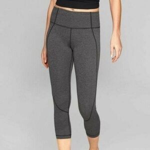 Athleta Salutation Cropped Leggings Gray Black Active Yoga Medium